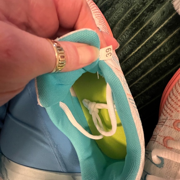 White and Teal Athletic Sneakers - Picture 6 of 7